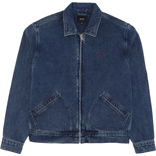 Denim Arbeitsjacke Blau , Herren, Größe: M - HUF - Modalova