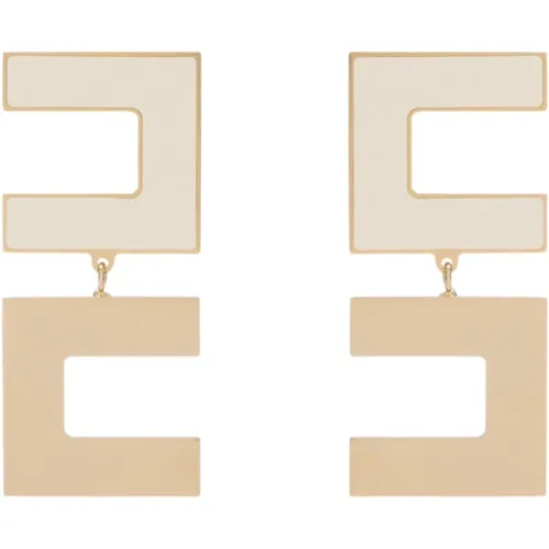 Enamel Logo Earrings with Double C Clip , female, Sizes: ONE SIZE - Elisabetta Franchi - Modalova