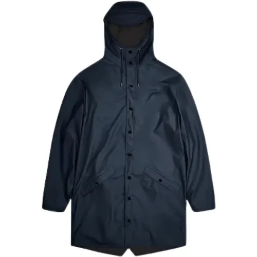 Navy Long Waterproof Jacket , female, Sizes: M, S, XS - Rains - Modalova