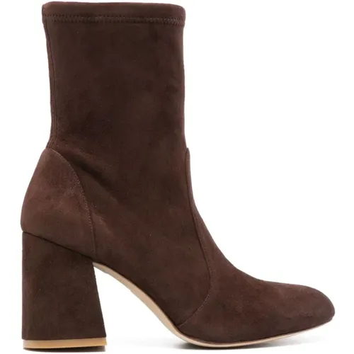 Suede Slip-On Block Heel Boots , female, Sizes: 4 UK, 4 1/2 UK, 5 1/2 UK, 7 UK, 3 1/2 UK, 5 UK - Stuart Weitzman - Modalova