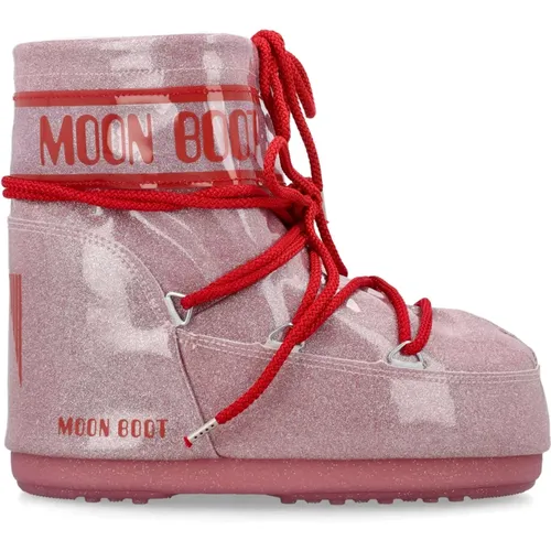 Rosa Geschlossene Schuhe mit Glitzer-Design , Damen, Größe: 39 EU - moon boot - Modalova