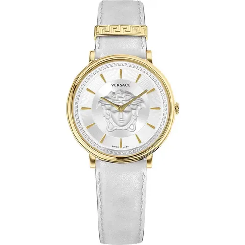 V Circle Medusa Weiß Gold Uhr , Damen, Größe: ONE Size - Versace - Modalova