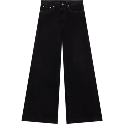 Schwarze Flared Oversized Jeans - MM6 Maison Margiela - Modalova