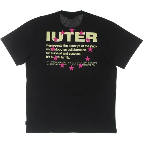 Schwarzes Kurzarm Crew Neck Tee , Herren, Größe: XL - IUTER - Modalova