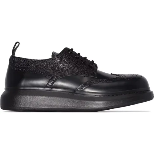 Schwarze flache Schuhe mit 3,5 cm Absatz , Herren, Größe: 40 1/2 EU - alexander mcqueen - Modalova