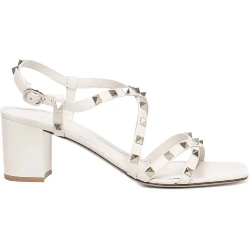 Rockstud Ivory Sandals Adjustable Strap , female, Sizes: 8 UK - Valentino Garavani - Modalova