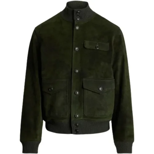 Suede Jacket with Ribbed Trims , male, Sizes: M, L, XL - Polo Ralph Lauren - Modalova