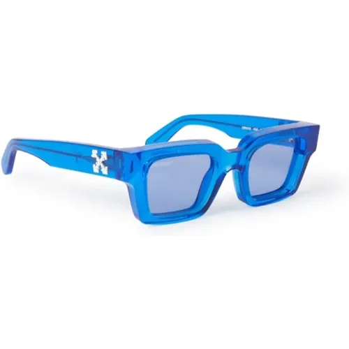 Virgil Quadratische Sonnenbrille Schwarz Blau , unisex, Größe: 50 MM - Off White - Modalova