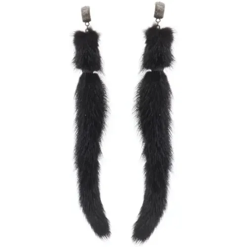Pre-owned Fur earrings , female, Sizes: ONE SIZE - Saint Laurent Vintage - Modalova
