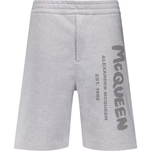 Graffiti Cotton Shorts , male, Sizes: M, L - alexander mcqueen - Modalova