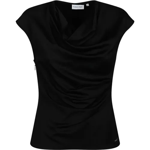 Crepe Hooded Top , female, Sizes: XS - Calvin Klein - Modalova