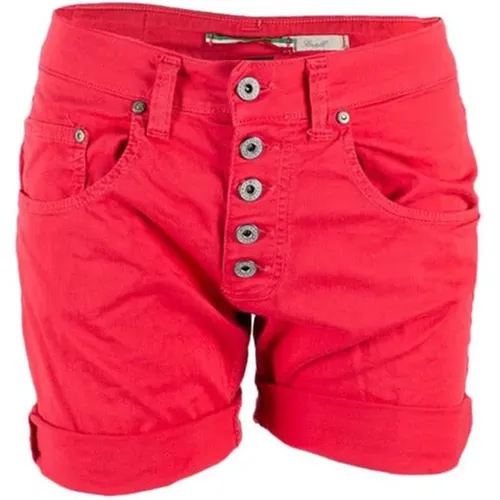 Cotton Blend Womens Shorts with Button Detail , female, Sizes: M - Please - Modalova