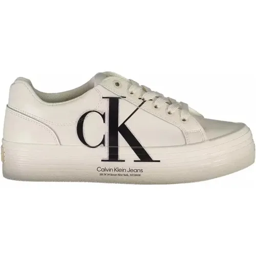 Eco-Chic Weiße Sneakers mit Kontrastdetails , Damen, Größe: 39 EU - Calvin Klein - Modalova