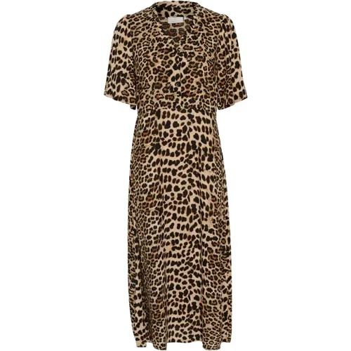 Classic Leopard Long Dress , female, Sizes: XS, M - Kaffe - Modalova