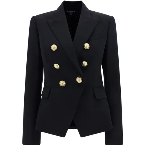 Wool Blazer with Gold Buttons , female, Sizes: XS - Balmain - Modalova