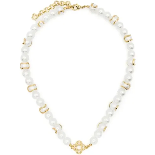 Weiß und Gold Perlenhalskette - Casablanca - Modalova
