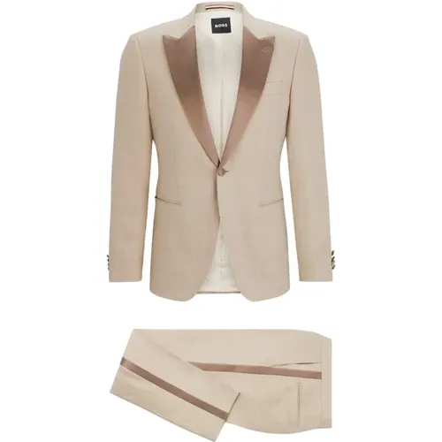 Summer Linen Single-Breasted Suit , male, Sizes: M - Boss - Modalova