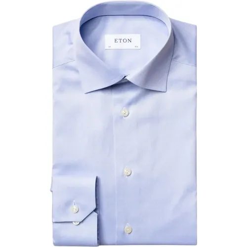 Blaues Signature Twill Slim Fit Hemd , Herren, Größe: 2XL - Eton - Modalova