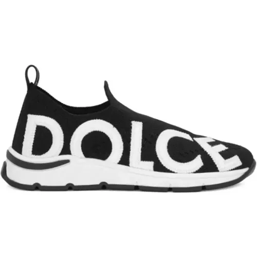Schwarze Kinder-Sneakers aus Strick mit Logo - Dolce & Gabbana - Modalova