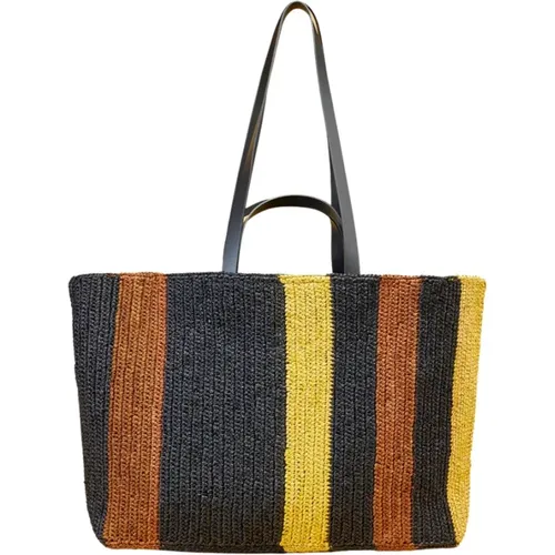 Handmade Striped Crochet Maxi Bag , female, Sizes: ONE SIZE - Liviana Conti - Modalova