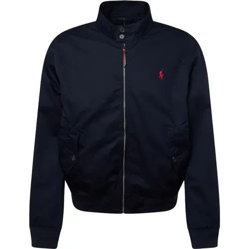 Blaue Harrington Jacke mit Icon-Logo , Herren, Größe: L - Ralph Lauren - Modalova