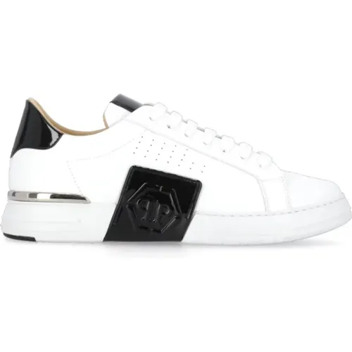 Weiße Ledersneakers mit Hexagon-Logo , Herren, Größe: 41 EU - Philipp Plein - Modalova