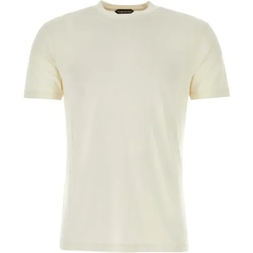 Sand Lyocell Blend T-Shirt, Moderner Komfort , Herren, Größe: L - Tom Ford - Modalova