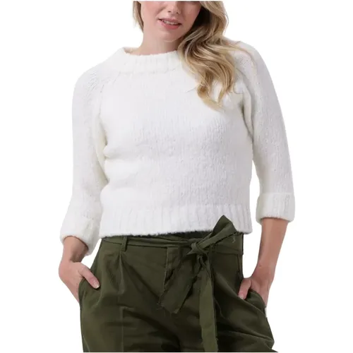 Damen Pullover Sweater Ecru 3/4 Ärmel , Damen, Größe: L - Penn&Ink N.Y - Modalova