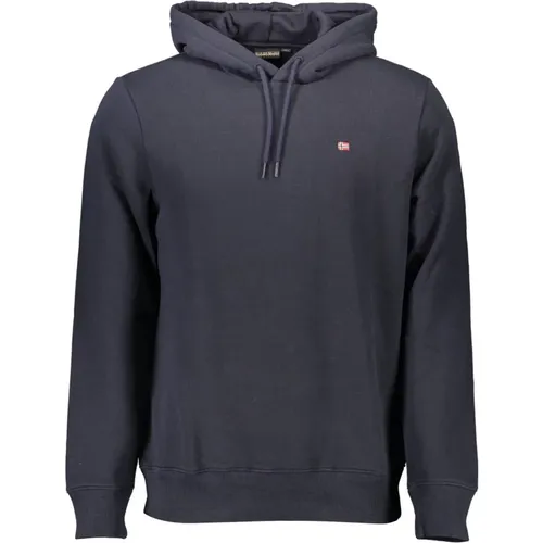 Blaue Kapuzenpullover mit Logo , Herren, Größe: 2XL - Napapijri - Modalova