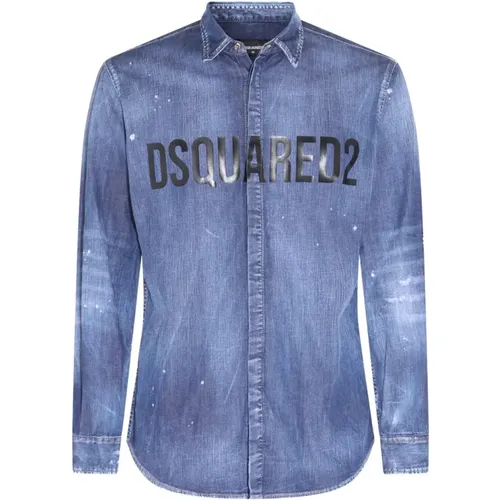 Blaue Hemden für Männer Dsquared2 - Dsquared2 - Modalova