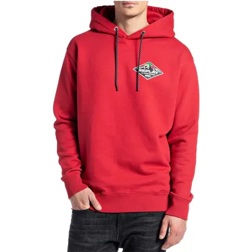 Sportlicher Logo Hoodie mit Kapuze , Herren, Größe: L - Replay - Modalova