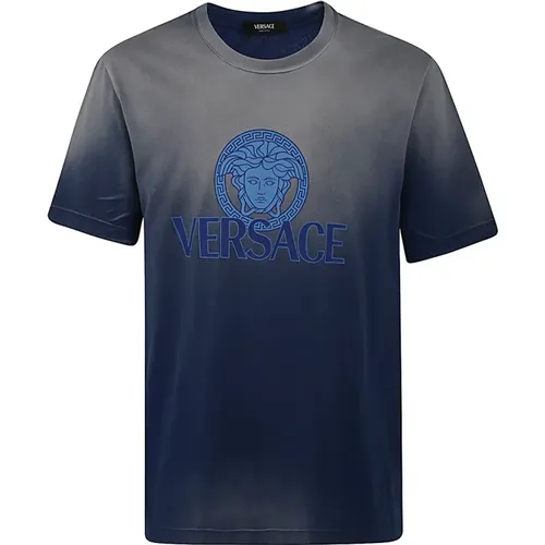 Blau Degrade Overdye T-Shirt , Herren, Größe: M - Versace - Modalova