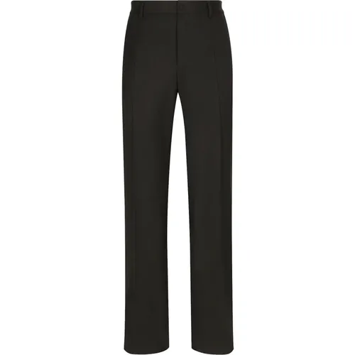 Stretch Wool Straight Pants , male, Sizes: M, 2XL, XL - Dolce & Gabbana - Modalova