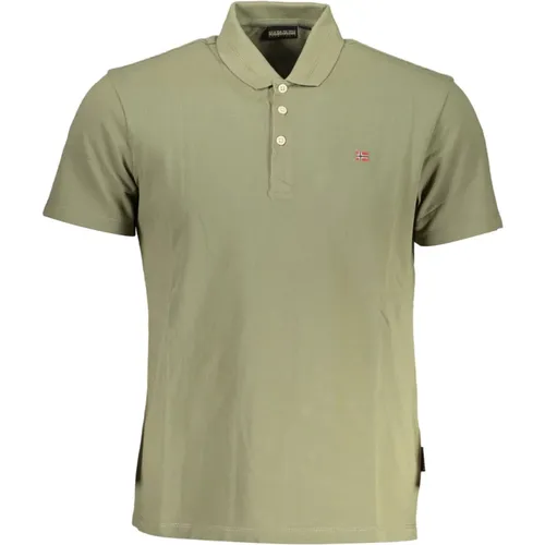 Grünes Polo Shirt Kurzarm Herren , Herren, Größe: M - Napapijri - Modalova