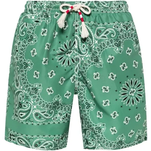Green Bandana Print Swim Shorts , male, Sizes: M, L - MC2 Saint Barth - Modalova