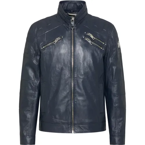 Joker Bikerstil Lederjacke , Herren, Größe: L - carlo colucci - Modalova