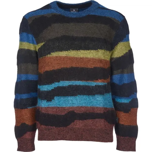 Abstract Striped Black Knit Sweater , male, Sizes: L, XL, S, M - PS By Paul Smith - Modalova