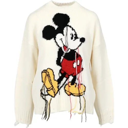 Mickey Inlay Wollmischung Pullover , Damen, Größe: L - Aniye By - Modalova