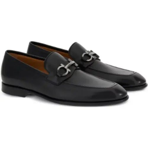 Schwarze Gancini Loafers , Herren, Größe: 39 1/2 EU - Salvatore Ferragamo - Modalova