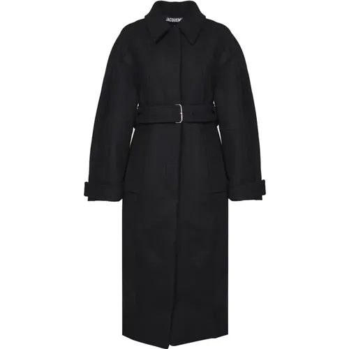 Schwarzer Bari Cape Mantel mit Gürtel - Jacquemus - Modalova