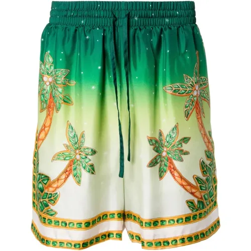 Bedruckte Grüne Seiden-Bermuda-Shorts Africa Joy - Casablanca - Modalova