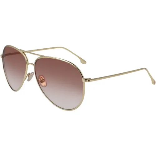 Goldene Metallsonnenbrille für Frauen - Victoria Beckham - Modalova