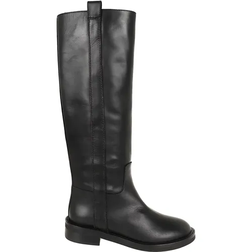 Leather Knee-High Wedge Boot , female, Sizes: 4 UK, 5 1/2 UK, 4 1/2 UK, 8 UK - Via Roma 15 - Modalova