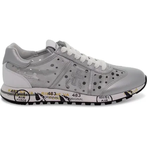 Silver and White Nylon Sneakers for Women , female, Sizes: 4 UK, 3 UK - Premiata - Modalova