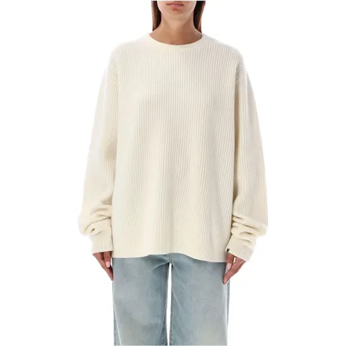 Ribbed Cashmere Sweater Cream , female, Sizes: ONE SIZE - Extreme Cashmere - Modalova