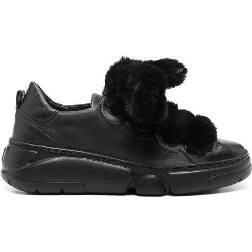 Faux Fur Leather Sneakers , female, Sizes: 3 UK, 4 UK, 5 UK, 5 1/2 UK, 4 1/2 UK - AGL - Modalova