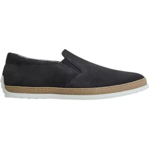 Grauer Wildleder Slip-On mit Elastischen Seiten Details , Herren, Größe: 42 EU - TOD'S - Modalova