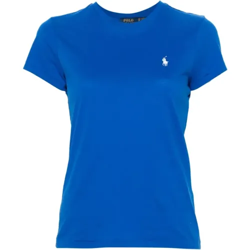 Blaue Crewneck T-Shirts und Polos , Damen, Größe: L - Polo Ralph Lauren - Modalova