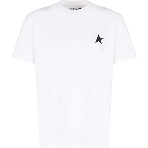 Weiße Baumwoll-T-Shirt mit Logo , Damen, Größe: M - Golden Goose - Modalova