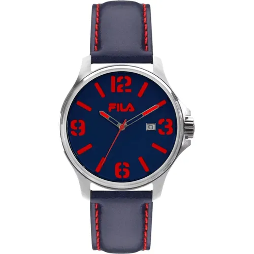 Leather Analog Watch style , male, Sizes: ONE SIZE - Fila - Modalova